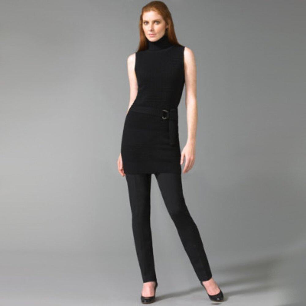 Laundry by Shelli Segal Black Wool Silk Sweater Tunic Top Blouse Womens S NWT